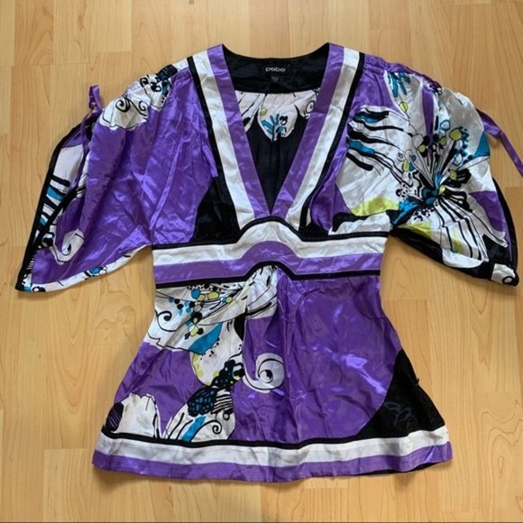 bebe Tops - Purple Printed Bebe Top Size Medium